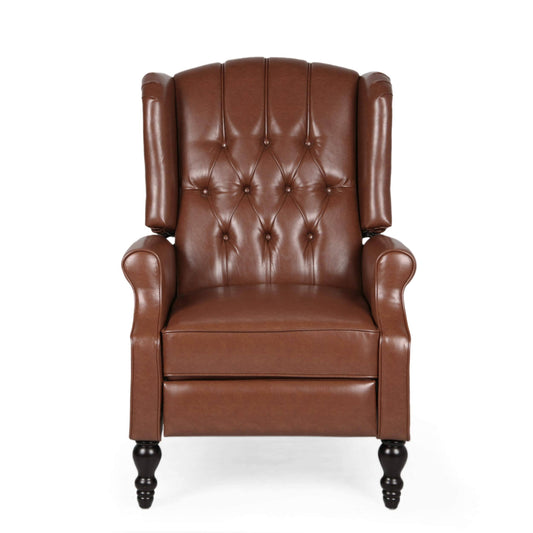 Christopher Knight Home Walter Brown Bonded Leather Recliner Club Chair (Cognac Brown + Dark Brown) FEQ5_M0MWT17