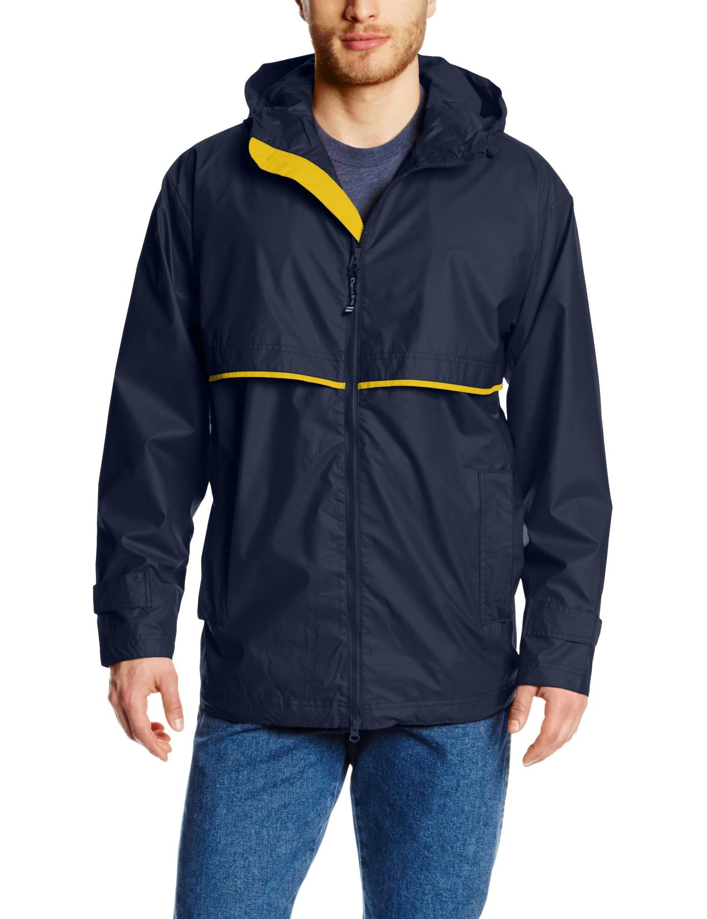 Charles River Mens True Navy/Yellow New Englander Rain Jacket VRL7_I4XLM61