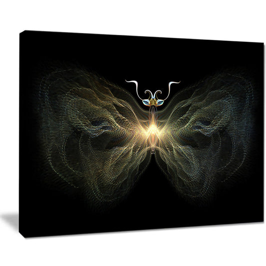 Design Art Yellow Fractal Butterfly in Dark Graphic Art on Wrapped Canvas, Size: 28 inch H x 60 inch W x 1.5 inch D ZWZ3_W1EXW36