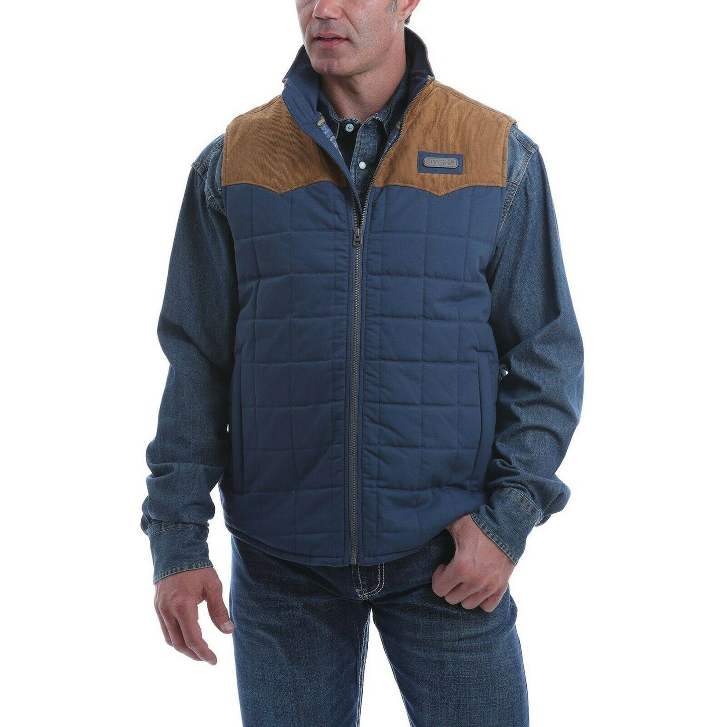 Cinch Mens Blue Quilted Polyfill Puffer Vest - Big RFM7_A7DLA45