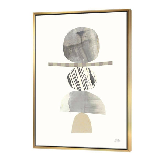 Designart  Geometric Balance Neutral I  Shabby Chic Framed Canvas, Size: 16 inch x 32 inch KYS0_I4ZKQ66