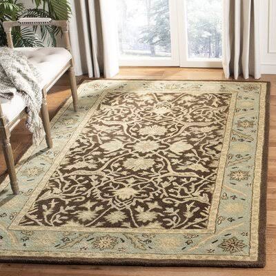 Charlton Home Dunbar Hand-Tufted Wool Green/Brown Area Rug BWI6_S6YXA99