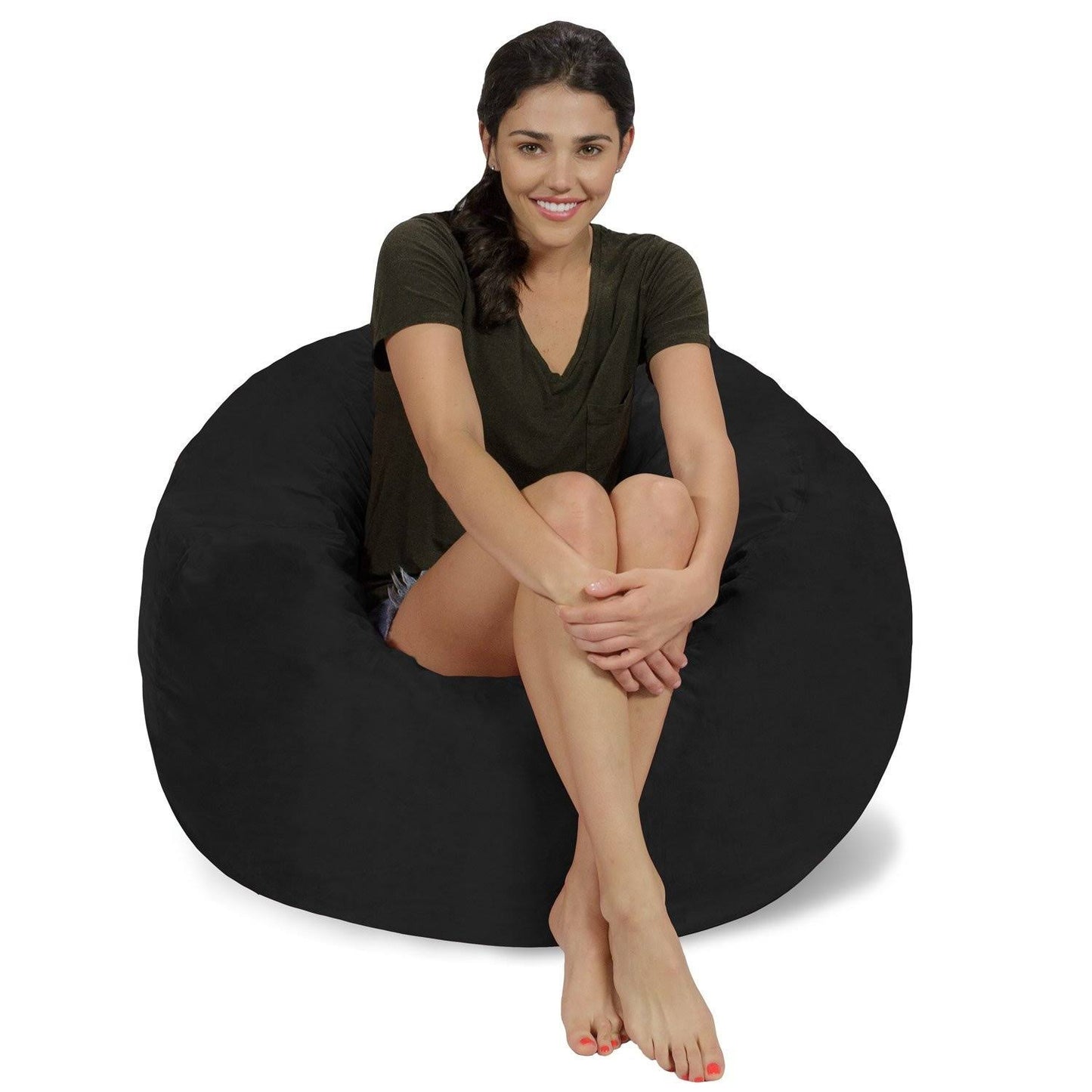 Chill Sack Bean Bag Chair: Large 3& Memory Foam Furniture Bean Bag - Big Sofa with Soft Micro Fiber Cover - Black Micro Suede ODX1_N1YKK79