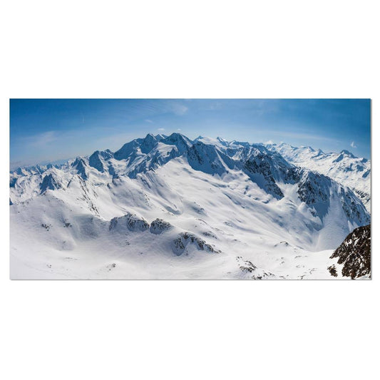 Design Art Snowy Mountains Panoramic View - Landscape Wall Art Canvas Print - Blue, 40 in. Wide x 30 in. High HHE3_H0LOD47