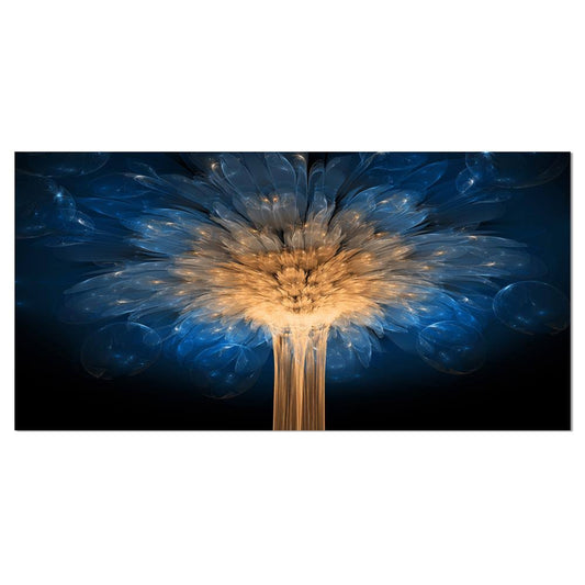 Designart &Fractal 3D Blue Dragon Flower& Graphic Art on Wrapped Canvas Size: 28x22 H x 60x22 W x 1.5x22 D WHB0_G7HSN17