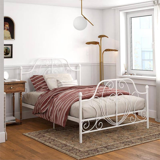 DHP Lucy Metal Bed in Full Size Frame in White - DE72435 CDX3_T2GMH48